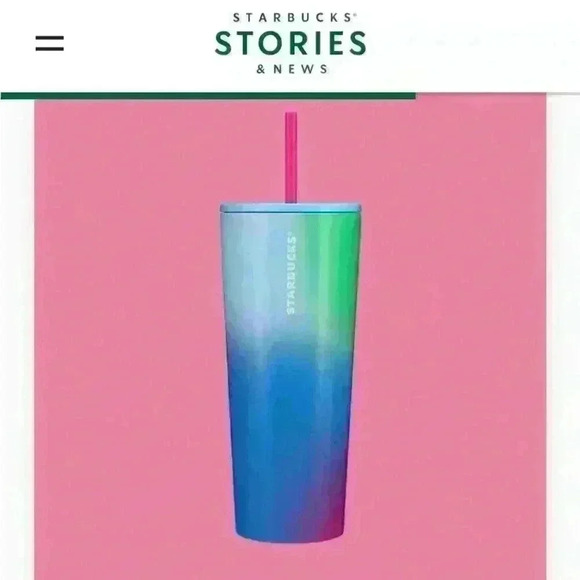 Starbucks Technicolor Paint Cold Cup 24 0z Tumbler Cup With Straw - Picture 1 of 8